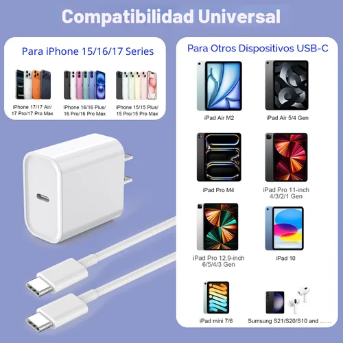 Vista 6 de Cargador rápido para iPhone 17/16/15, carga rápida extra larga de 10 pies, paquete de 3 bloques USB-C a USB C, cable de carga rápida para iPhone