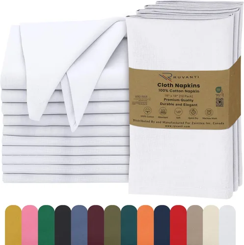 Vista 37 de Ruvanti - Servilletas de tela, paquete de 6, 45x45 centímetros, 100% algodón, lavables, suaves y absorbentes, perfectas para bodas, cenas de Belleza