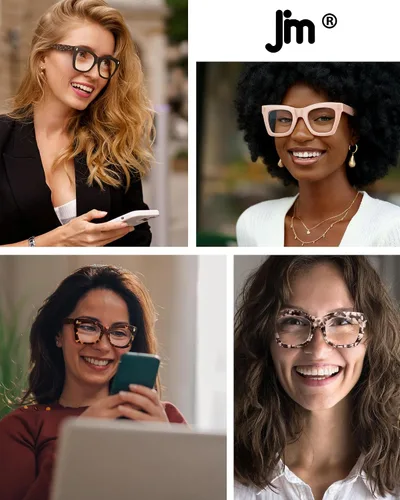 Vista 8 de JM - Paquete de 4 anteojos de lectura sobredimensionados para mujeres, estilo ojo de gato a la moda, estilo Oprah, con bloqueo de luz azul, anteojos