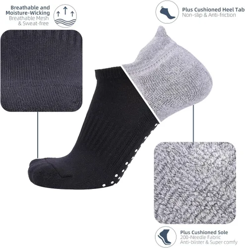Vista 3 de Rolxmed Calcetines de agarre de yoga acolchados antideslizantes sin ampollas para pilates, ejercicio en casa para mujeres y hombres (2 parespaquete)
