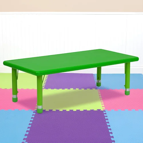 Vista 2 de Flash Furniture Wren - Mesa de actividades rectangular de plástico verde de 24 pulgadas de ancho x 48 pulgadas de largo