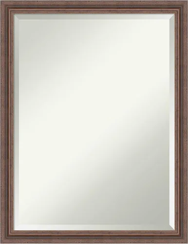 Vista 30 de Amanti Art Espejo de pared marrón de 26 x 22 pulgadas, espejo rectangular de baño de Alejandría marrón rústico para decoración de pared, sala