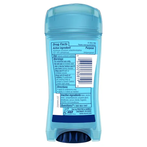 Vista 12 de Secret Outlast, antitranspirante y desodorante para mujer, 72 horas de protección contra el sudor y el olor, minerales equilibradores de pH, gel