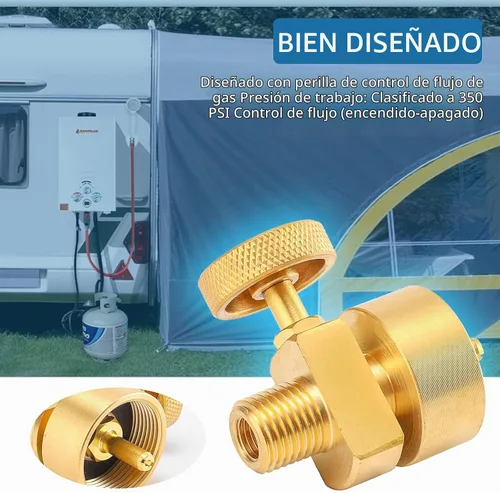 Vista 5 de Válvula de Control de Aguja de Propano de Latón de 1 Libra, Válvula Reguladora de Gas Propano de Presión Ajustable Desechable con Rosca Macho NPT