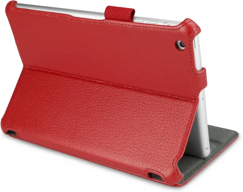 Vista 4 de BoxWave Funda compatible con iPad mini 3 (2014) - Chaqueta de cuero para libros, funda protectora de cuero sintético plegable Folio - Rojo ardiente
