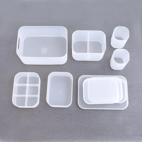 Vista 8 de OCHEAL Juego de estuche organizador de maquillaje: almacenamiento apilable transparente para tocador, soporte de varios tamaños para maquillaje