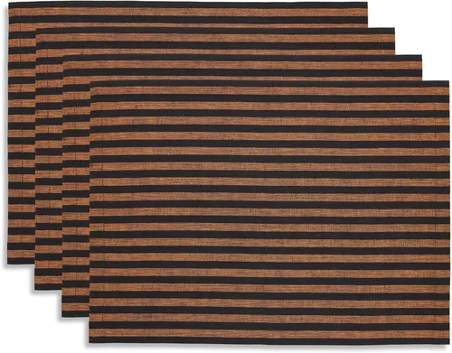 Vista 34 de Solino Home Amalfi - Manteles individuales a rayas, de 14 x 19 pulgadas, juego de 4 unidades, tela natural, lino europeo, 100 % lino puro, hechos a