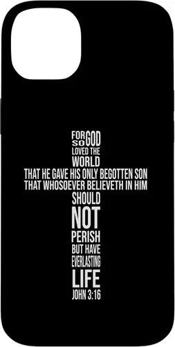 Vista 15 de Christian Cross John 3:16 Bible Verse Faith-Based Easter Case for iPhone 16