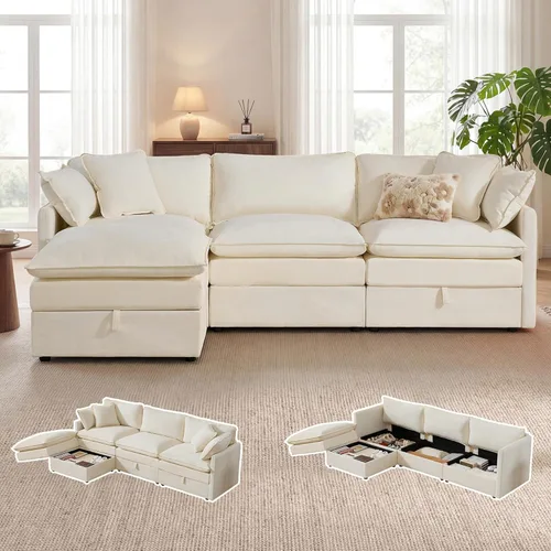 Vista 33 de Sofá modular con almacenamiento, sofá cama de 103 pulgadas, sofá cama seccional, sofá nube de gran tamaño con otomana móvil, sofá moderno de 6