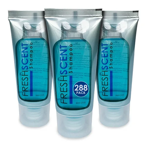 Vista 8 de Freshscent Champú 1oz (100 Tube Case) Tamaño del viaje del hotel, Amenidades a granel y artículos de tocador para la hospitalidad