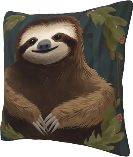 Vista 3 de Fundas de almohada con estampado de perezoso, fundas de cojín suaves para sofá, fundas de cojín duraderas, fundas de almohada cuadradas