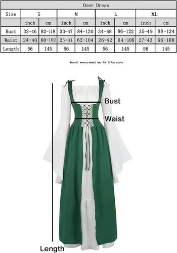 Vista 5 de Aiysiyu Renaissance Dress Women Medieval Dress Renaissance Costumes for Women Chemise Irish Over Dress Renaissance Fair Dress