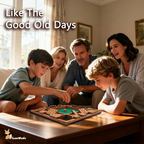 Vista 8 de Shut The Box Game Tablero de madera (13.78 pulgadas) para 1-4 jugadores, juegos de dados familiares para adultos con 12 dados, aprendizaje educativo