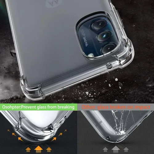 Vista 8 de Osophter Funda transparente para Moto G 5G 2022 con protector de pantalla, TPU con absorción de golpes, esquinas reforzadas, cubierta flexible