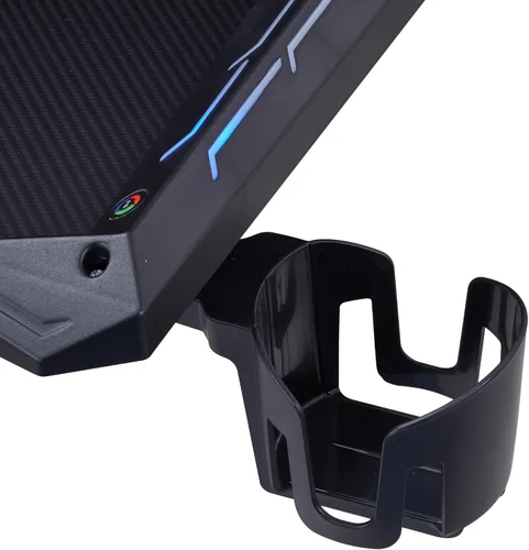 Vista 21 de Homes: Inside + Out Kindira - Escritorio moderno de acero para juegos con puertos USB, alfombrilla de mouse de PC y portavasos giratorio