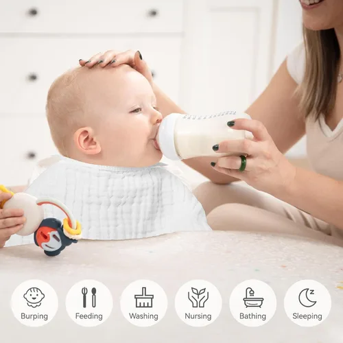 Vista 5 de Synrroe Paños para eructos grandes, paños de muselina para bebé, extra absorbentes y suaves, 6 capas de 20 x 10 pulgadas, 100% algodón