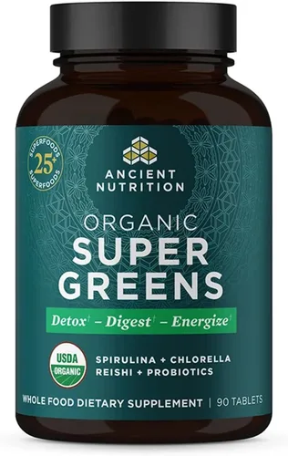 Vista 8 de Ancient Nutrition - Cápsulas multivitamínicas orgánicas Super Greens + probióticos