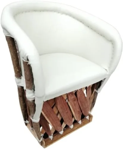 Vista 4 de Silla Equipal Furniture hecha a mano por Equipales San José Rústica en color blanco Estilo tradicional mexicano Ideal para tu hogar, casa, jardín
