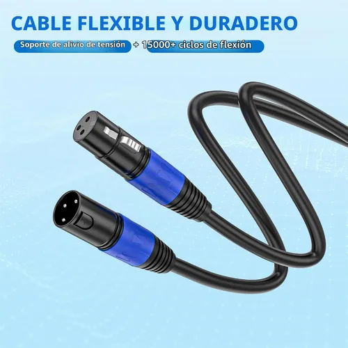 Vista 3 de Paquete de 2 cables XLR de 3.3 pies, cable de micrófono equilibrado de alta calidad con cable XLR de 3 pines macho a hembra, negro, cobre puro