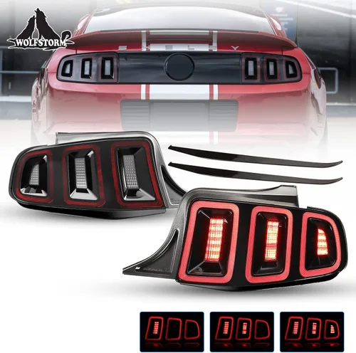 Vista 9 de WOLFSTORM Luz trasera LED para Ford Mustang 2010-2014 con diseño de función de señal de giro secuencial, luz de circulación diurna, montaje