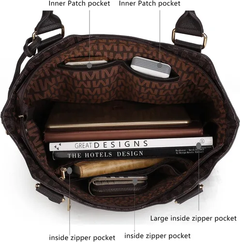 Vista 6 de MKF Collection - Bolso tote para mujer de cuero vegano con asa para el hombro Bolso con asa superior, bolso de mano para damas de Mia K
