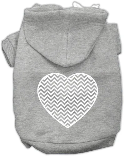 Vista 6 de Pet Dog & Cat - Sudadera con capucha serigrafiada, "Chevron Heart", color azul bebé, LG (10-14 libras)