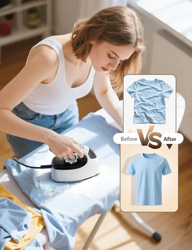 Vista 13 de Vaporizador de viaje para ropa, plancha de vapor de 1200 W y 25 g/min para acolchado y costura, vaporizador de ropa portátil de mano, tiempo