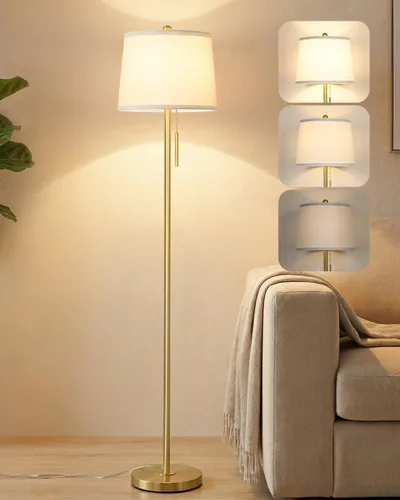 Vista 17 de JUNNAI Lámpara de pie moderna de altura ajustable, lámpara de pie alta con 3 temperaturas de color, lámparas de pie para sala de estar, dormitorio