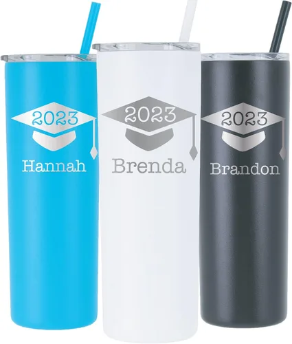 Vista 2 de AVITO Vaso de graduación personalizado grabado con láser de 20 onzas – Clase de 2025 y 2026, senior 2025 y 2026, recuerdo de graduación