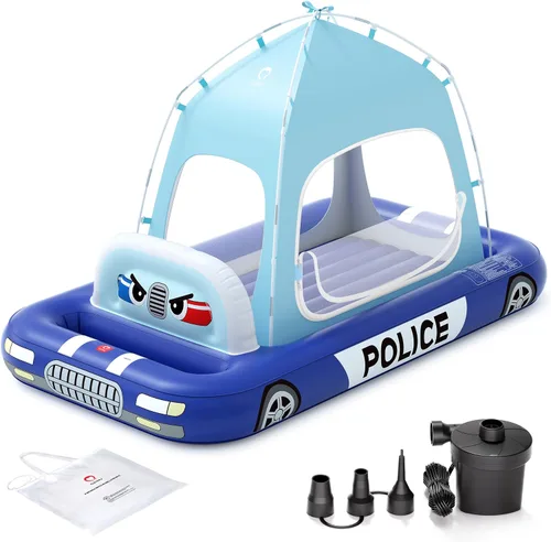 Vista 15 de QPAU Cama de viaje inflable para niños pequeños con tienda de campaña y Rojo
