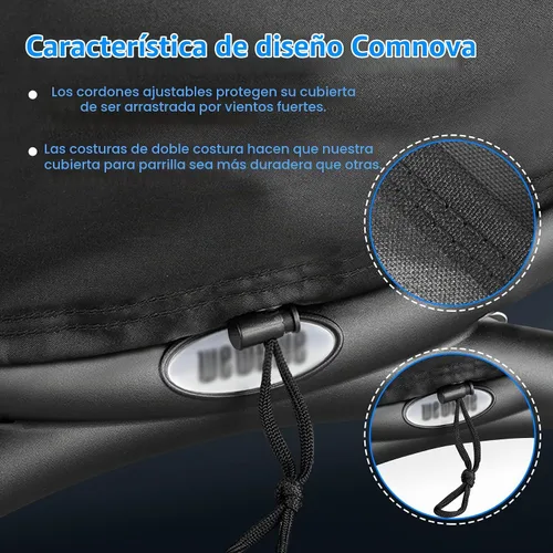 Vista 7 de Comnova Weber Q Series - Cubierta para parrilla – Resistente e impermeable, cubierta de barbacoa de 26.5 pulgadas para Q1000, Q1200, Q1400 Premium