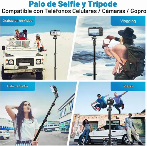 Vista 6 de Victiv - Trípode para teléfono de 1.78 metros (70 pulgadas), trípode para iPhone con control remoto y soporte para teléfono, resistente y estable