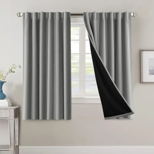 Vista 146 de H.VERSAILTEX Cortinas 100% opacas para dormitorio con forro negro, cortinas de oscurecimiento de habitación completa, con aislamiento térmico