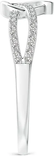 Vista 3 de Angara Anillo de promesa de diamante natural para mujeres, niñas en plata de ley oro macizo de 14 quilates, piedra natal de abril, regalo para su