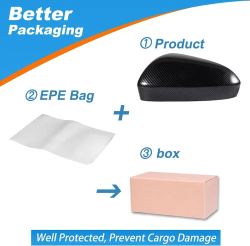 Vista 4 de Cubierta de fibra de carbono para espejo retrovisor para puerta, cubierta protectora para Ford Fusion 2013-2018【Solo para versión