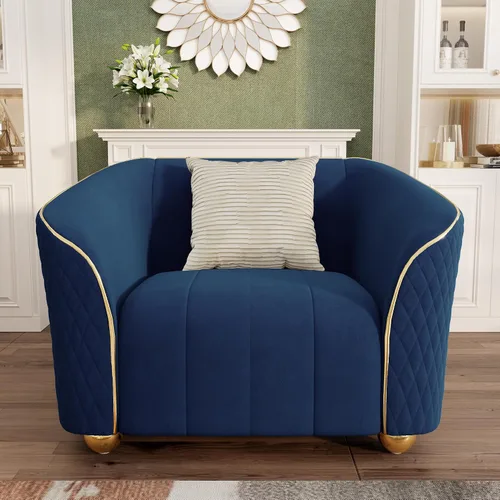 Vista 20 de Sofá de lujo de terciopelo retro de 3 plazas, cómodo sofá biplaza tapizado de terciopelo de 86 pulgadas con patas y almohadas de metal dorado, sofá