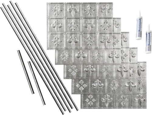 Vista 17 de FASÄDE Fleur de Lis - Kit decorativo de vinilo para salpicaduras de 15 pies cuadrados, color blanco brillante
