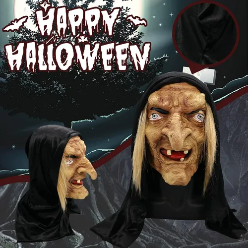 Vista 2 de Máscara de cabeza completa para Halloween máscara de bruja de terror negro talla única