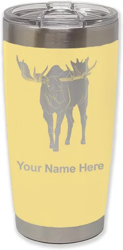 Vista 15 de LaserGram Vaso aislado al vacío de 20 onzas, alce, grabado personalizado incluido (negro)