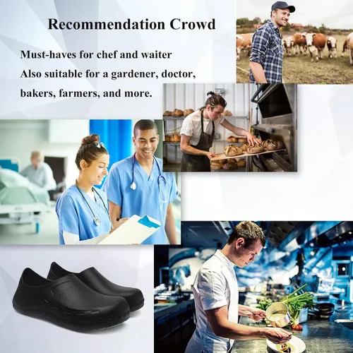 Vista 7 de Haifago Zapatos de chef antideslizantes para hombre impermeables resistentes al aceite zuecos de trabajo de cocina zapatos de servicio de alimentos