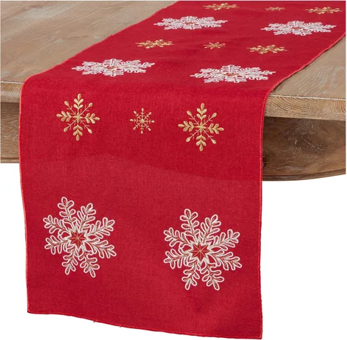 Vista 4 de Camino de mesa de copo de nieve de invierno marfil, 16 x 72 pulgadas, rectangular (1 pieza)