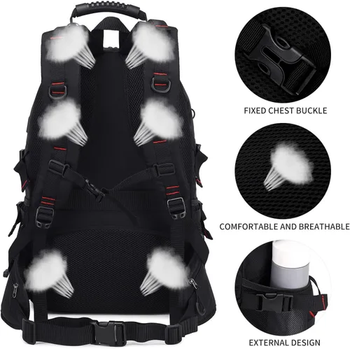 Vista 7 de Mochila de senderismo NerIion de 40L, mochila de viaje para hombres y mujeres, mochila impermeable para camping al aire libre, mochila ligera de día