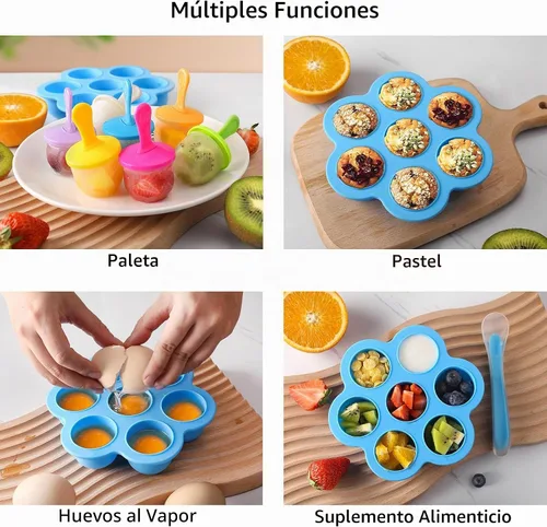 Vista 5 de Moldes de Silicona para Paletas, Moldes para Paletas de Hielo, Contenedor de Almacenamiento para Comida Casera, Moldes Pop DIY de Helados para Niños
