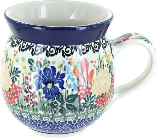 Vista 5 de Blue Rose Polish Pottery - Blue Alyce Bubble Mug - 16 oz - Unique Shape Mug for Coffee & Tea