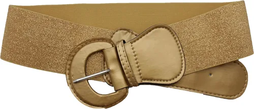 Vista 5 de TFJ - Cinturón ancho para mujer, cintura elástica, cintura alta, color dorado, hebilla grande
