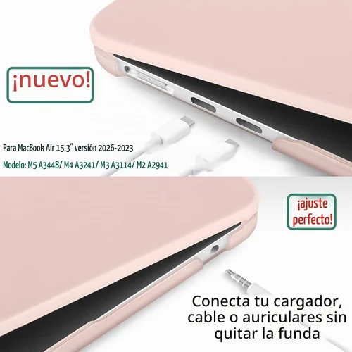 Vista 2 de DONGKE - Funda mate para MacBook Air de 15 pulgadas M5 M4 M3 M2 Tiza mate rosa