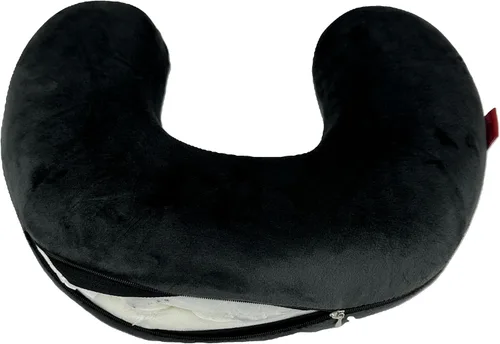 Vista 3 de Almohada de viaje en forma de U de espuma viscoelástica Soporte para el cuello Cojín de reposacabezas (negro)
