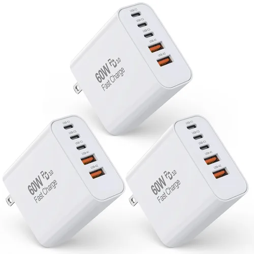 Vista 9 de Bloque de cargador de pared para iPhone 17 y 16 tipo C de 60 W, paquete de 2 bloques de carga rápida Apple para iPhone, adaptador de control