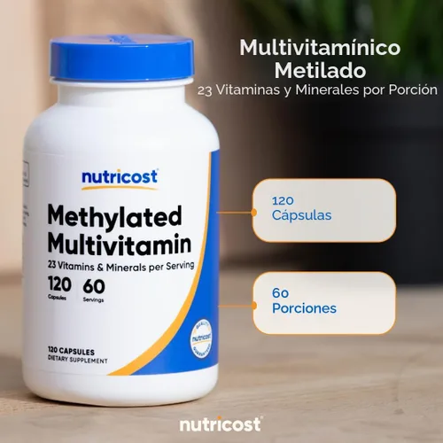 Vista 6 de Nutricost Multivitamínico metilado 120 cápsulas, 60 porciones - 23 vitaminas y minerales por porción