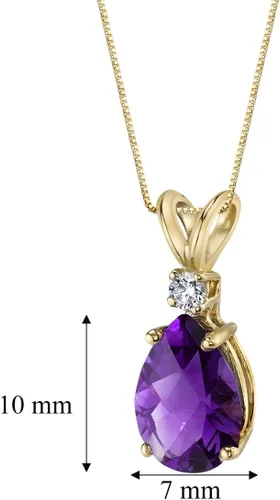 Vista 5 de Peora Dije de oro de 14 quilates para mujer con diamante, elegante diamante solitario en forma de lágrima de 10x7mm 0.394 x 0.276 pulgadas, piedras